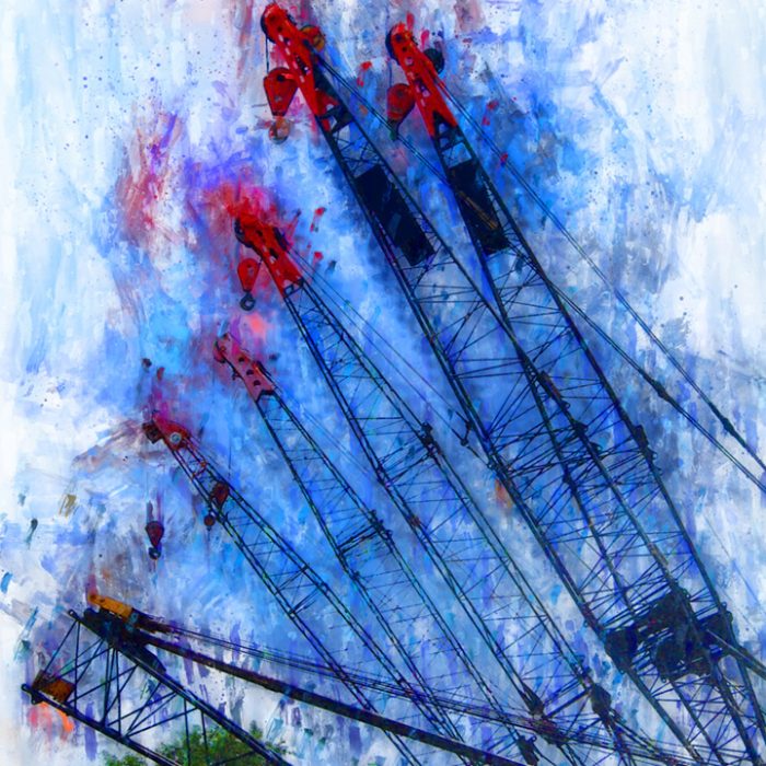 Cranes in Blue